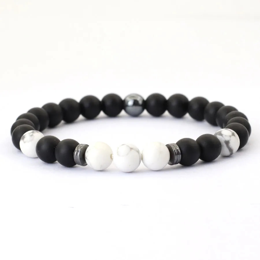 Black Onyx & Hematite Bead Bracelet